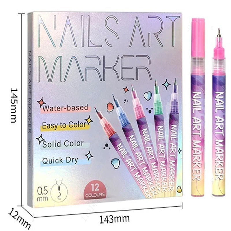 Fine Tips 3D Nail Art Pens – 12 färger