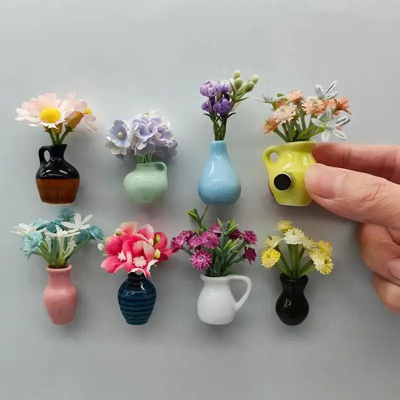 Mini Blomvas Magnet 8 st
