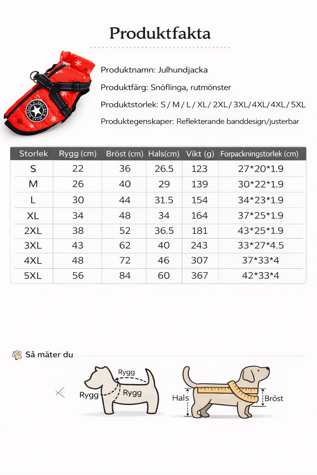 Vinterjacka med inbyggd sele