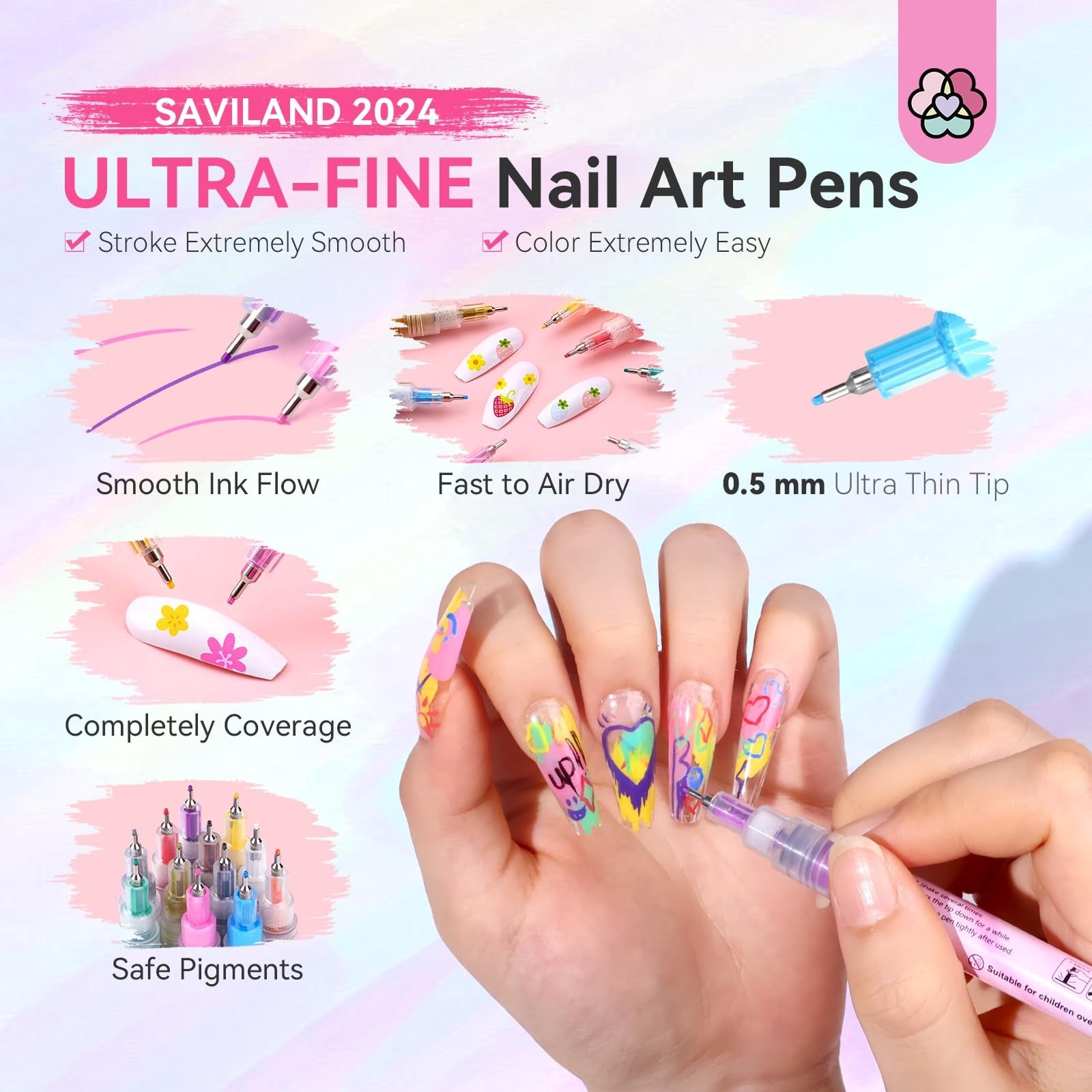 Fine Tips 3D Nail Art Pens – 12 färger